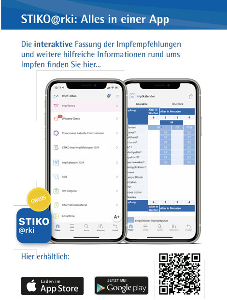 Zwei Handy-Displays mit der STIKO-App. Quelle: RKI