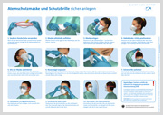 Atemschutzmaske und Schutzbrille mit Ventil sicher anlegen.