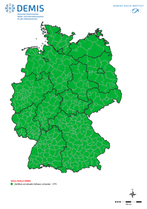 Deutsches Elektronisches Melde- und Informationssystem für den Infektionsschutz: Die Deutschlandkarte zeigt, wie viele Gesundheitsämter bereits an DEMIS angebunden sind. Quelle: © RKI