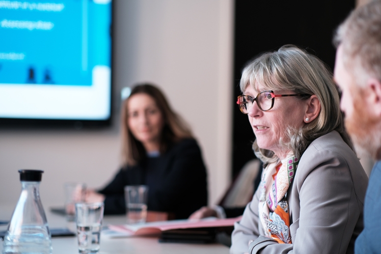 Dr. Mary Horgan (Chief Medical Officer, Ireland) during the meeting in Seestr. (© RKI (A. Al-Aghbari)) Dr. Mary Horgan (Chief Medical Officer, Ireland) during the meeting in Seestr.