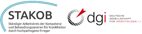 Logos: Ständiger Arbeitskreis der Kompetenz- und Behandlungszentren für Krankheiten durch hochpathogene Erreger; Deutsche Gesellschaft für Infektiologie. Quelle: RKI